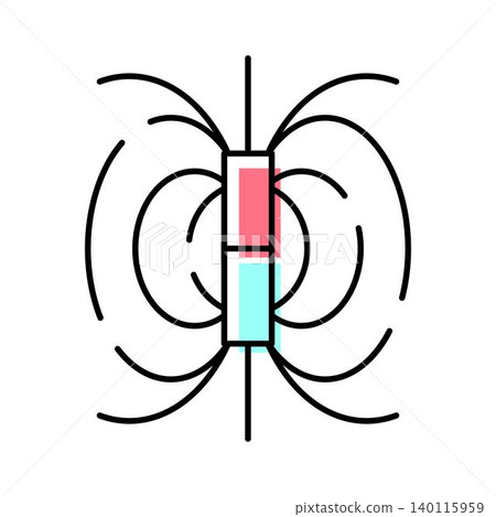 Bar magnet creating magnetic field color icon Bar magnet creating magnetic field color icon 140115959