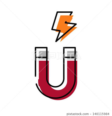 Magnet with lightning icon representing power and attraction Magnet with lightning icon representing power and attraction 140115984