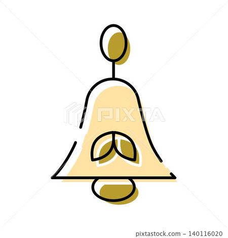 Handbell icon with a decorative leaf ornament Handbell icon with a decorative leaf ornament 140116020