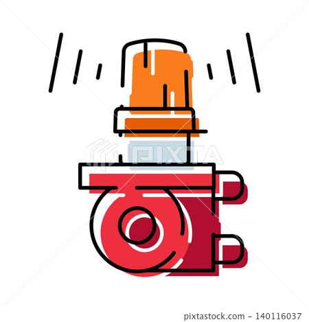 Emergency siren beacon warning light flat icon Emergency siren beacon warning light flat icon 140116037