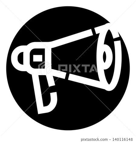 Loudspeaker icon broadcasting important marketing message on black circle 140116148