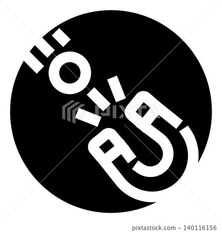 Horseshoe magnet attraction pulling metal particle icon Horseshoe magnet attraction pulling metal particle icon 140116156
