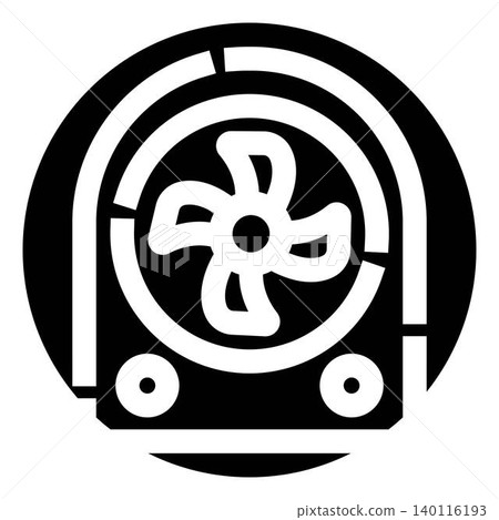 Electric cooling fan icon with air flowing Electric cooling fan icon with air flowing 140116193