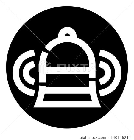 Bell icon emitting sound waves in a black circle Bell icon emitting sound waves in a black circle 140116211