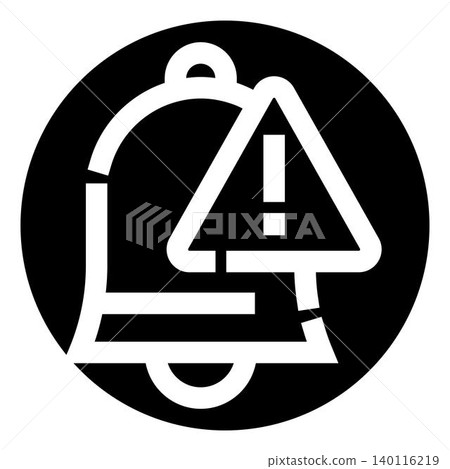 Notification bell icon with warning alert symbol Notification bell icon with warning alert symbol 140116219