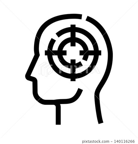 Human head with target focusing on clear objectives Human head with target focusing on clear objectives 140116266