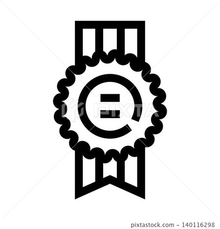 Quality badge with equal sign and ribbon awarding excellence Quality badge with equal sign and ribbon awarding excellence 140116298