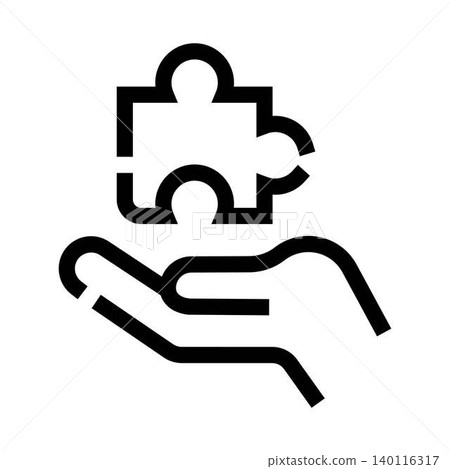 Hand giving a puzzle piece for solution 140116317