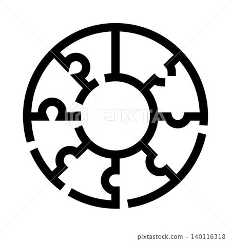 Circular puzzle pieces connecting for unity and solution Circular puzzle pieces connecting for unity and solution 140116318