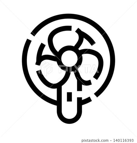 Portable electric fan line art icon illustrating airflow 140116393