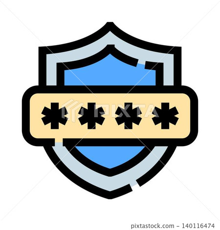 Shield icon protecting computer password for security Shield icon protecting computer password for security 140116474