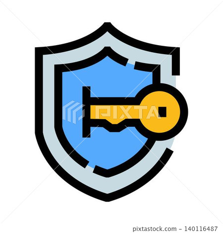 Shield protecting key representing digital security access Shield protecting key representing digital security access 140116487