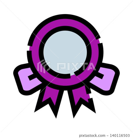 Purple award ribbon icon symbolizing victory achievement Purple award ribbon icon symbolizing victory achievement 140116503