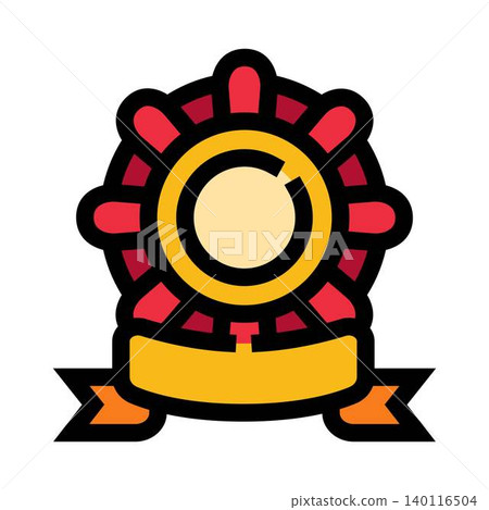 Golden award ribbon medallion for success achievement Golden award ribbon medallion for success achievement 140116504