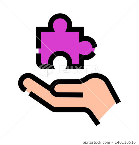 Hand holding jigsaw puzzle piece finding solution Hand holding jigsaw puzzle piece finding solution 140116516