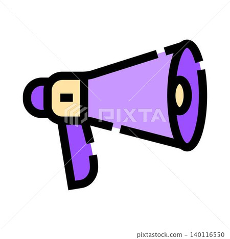 Purple megaphone broadcasting announcement communication message Purple megaphone broadcasting announcement communication message 140116550
