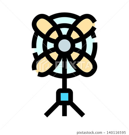 Portable electric fan appliance icon generating air flow 140116595