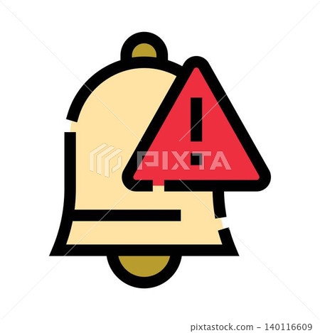 Notification bell with caution sign attention alert 140116609