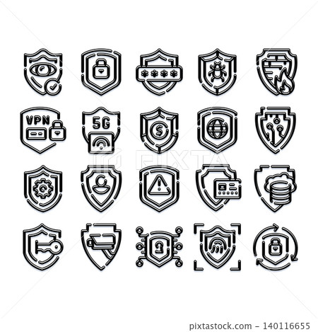 Cybersecurity concept illustrations protecting digital data network security Cybersecurity concept illustrations protecting digital data network security 140116655