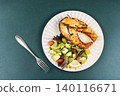 Grilled Trout Steak with Mixed Greens and Avocado Salad 140116671