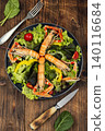 Seafood Salad Bowl with Langoustines and Mixed Greens 140116684