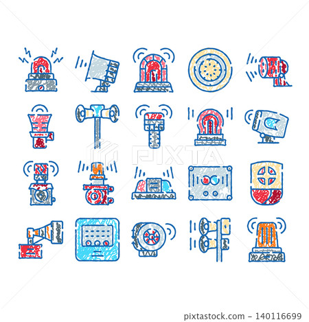 Emergency alert ringing safety alarm warning icons collection Emergency alert ringing safety alarm warning icons collection 140116699