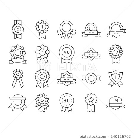 Collecting achievement badges, awards, and premium labels concept Collecting achievement badges, awards, and premium labels concept 140116702