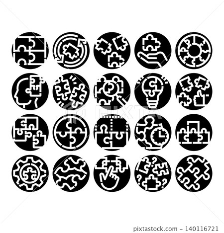 Problem solving solution thinking icons set Problem solving solution thinking icons set 140116721