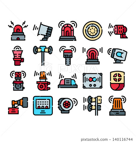 Alert and warning system icons collection Alert and warning system icons collection 140116744