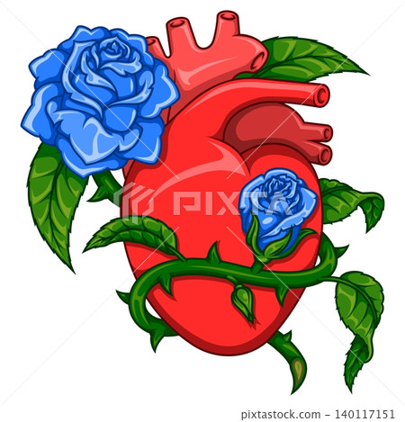 Realistic Heart with Roses Bouquet Realistic Heart with Roses Bouquet 140117151