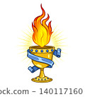 Metal cup with fire and ribbon 140117160