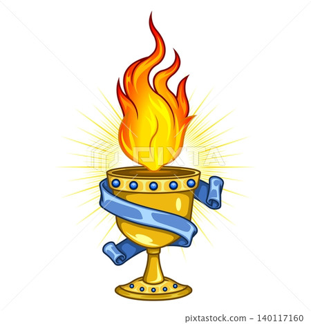 Metal cup with fire and ribbon 140117160