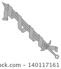 Sword with ribbon gray thick stroke 140117161