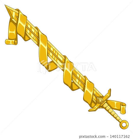 Sword and ribbon in gleaming gold Sword and ribbon in gleaming gold 140117162