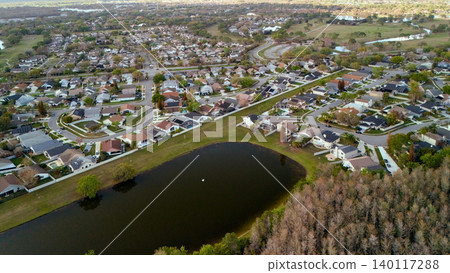 Aerial view of residential lake in Orlando Florida Aerial view of residential lake in Orlando Florida 140117288