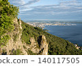 Aerial View Of Trieste City Harbour From Napoleonica Hiking Trail - Famous Climbing Bouldering Area, Gulf Of Trieste Adriatic Italy, Panoramic Karst Hillside Overlook 140117505