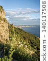 Aerial View Of Trieste City Harbour From Napoleonica Hiking Trail - Famous Climbing Bouldering Area, Gulf Of Trieste Adriatic Italy, Panoramic Karst Hillside Overlook 140117508