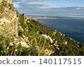 Aerial View Of Trieste City Harbour From Napoleonica Hiking Trail - Famous Climbing Bouldering Area, Gulf Of Trieste Adriatic Italy, Panoramic Karst Hillside Overlook 140117515