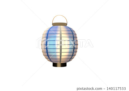 A blue lantern glowing against a transparent background, perfect as a cutout for nighttime events or decorations. 140117533