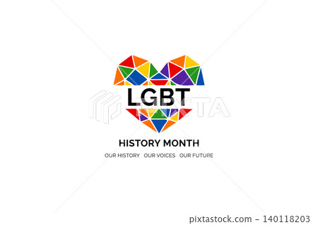 Geometric Rainbow Heart LGBT History Month Logo Geometric Rainbow Heart LGBT History Month Logo 140118203