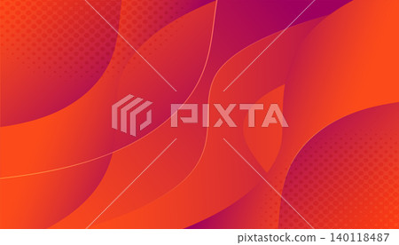 Vibrant Orange Red Abstract Gradient Curved Shapes Background 140118487
