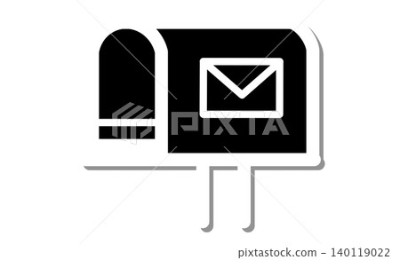 Postal service and letter pictograms: Simple monochrome line drawings of a mailbox and envelope. Postal service and letter pictograms: Simple monochrome line drawings of a mailbox and envelope. 140119022