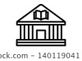 圖書館圖標：易於理解的單色圖標，適用於圖書館和檔案館。 140119041