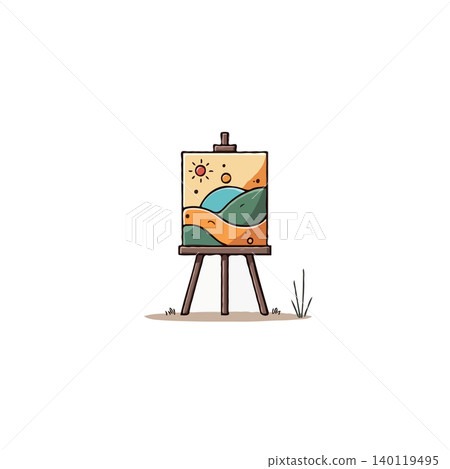 A stylized illustration of a landscape mounted on a canvas, showing hills beneath the sun. The artwork evokes a sense of tranquility, simplicity, and connection with nature. It invites viewers to A stylized illustration of a landscape mounted on a canvas, showing hills beneath the sun. The artwork evokes a sense of tranquility, simplicity, and connection with nature. It invites viewers to 140119495