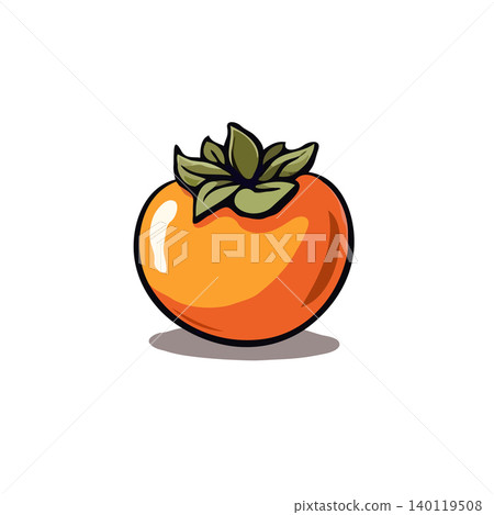 A bright, digitally rendered persimmon illustration stands out with its vivid orange body and contrasting green sepals. Isolated on a clean white backdrop, this artwork is perfect for culinary A bright, digitally rendered persimmon illustration stands out with its vivid orange body and contrasting green sepals. Isolated on a clean white backdrop, this artwork is perfect for culinary 140119508