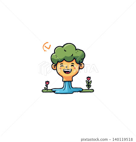 A whimsical cartoon illustration features a charming character with a tree-like hairstyle emanating happiness the character stands amidst delicate flowers symbolizing growth and joy, creating a A whimsical cartoon illustration features a charming character with a tree-like hairstyle emanating happiness the character stands amidst delicate flowers symbolizing growth and joy, creating a 140119518