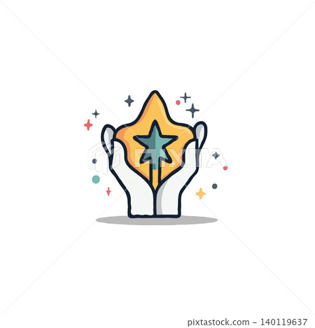 This enchanting illustration depicts hands gently cradling a glowing star, symbolizing the nurturing of dreams and the empowering act of reaching for cosmic ambitions. It evokes feelings of hope, This enchanting illustration depicts hands gently cradling a glowing star, symbolizing the nurturing of dreams and the empowering act of reaching for cosmic ambitions. It evokes feelings of hope, 140119637