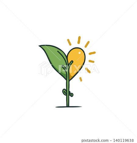 Charming illustration depicting a sprouting plant, symbolizing growth and new beginnings. Its leaves are gently embracing a heart shaped sun, evoking feelings of love, warmth, and nurturing. Charming illustration depicting a sprouting plant, symbolizing growth and new beginnings. Its leaves are gently embracing a heart shaped sun, evoking feelings of love, warmth, and nurturing. 140119638