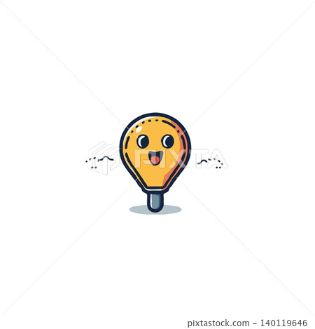 A charming lightbulb character radiates joy and sparks of inspiration. This delightful illustration captures the essence of creativity and positive energy, ideal for themes of innovation and 140119646