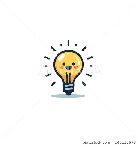 An adorable cartoon lightbulb character radiates positivity and innovation with a beaming smile. This bright illustration symbolizes ideas, energy, and potential solutions, perfect for adding a An adorable cartoon lightbulb character radiates positivity and innovation with a beaming smile. This bright illustration symbolizes ideas, energy, and potential solutions, perfect for adding a 140119678